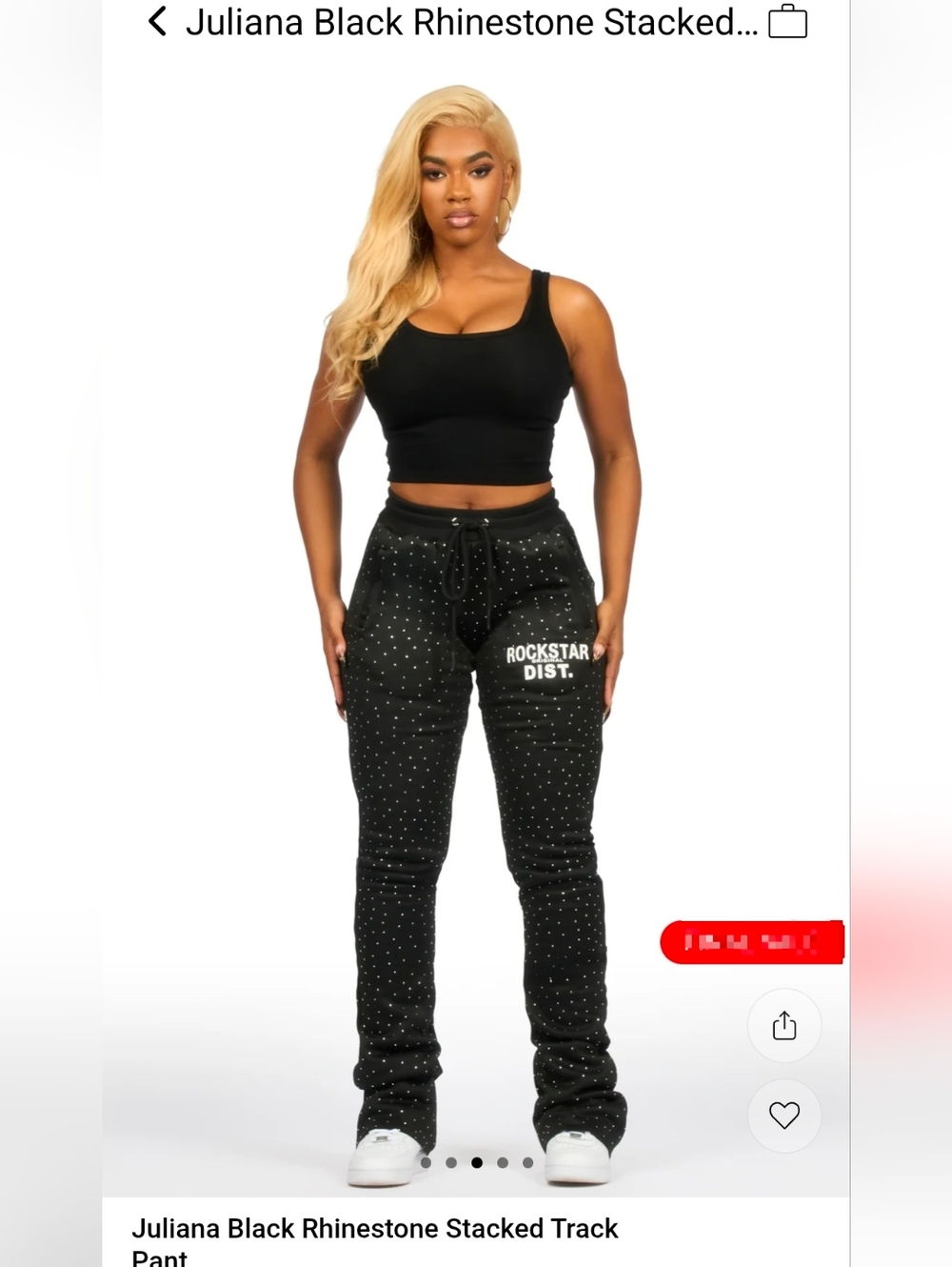 Rockstar Original-Juliana Black Rhinestone Stacked Track Pant